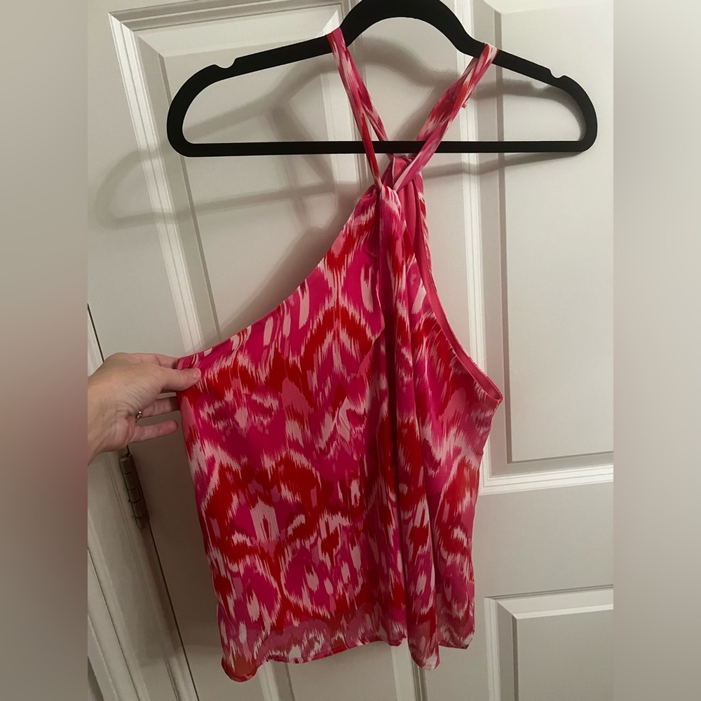 Aqua Pink and White Halter Top